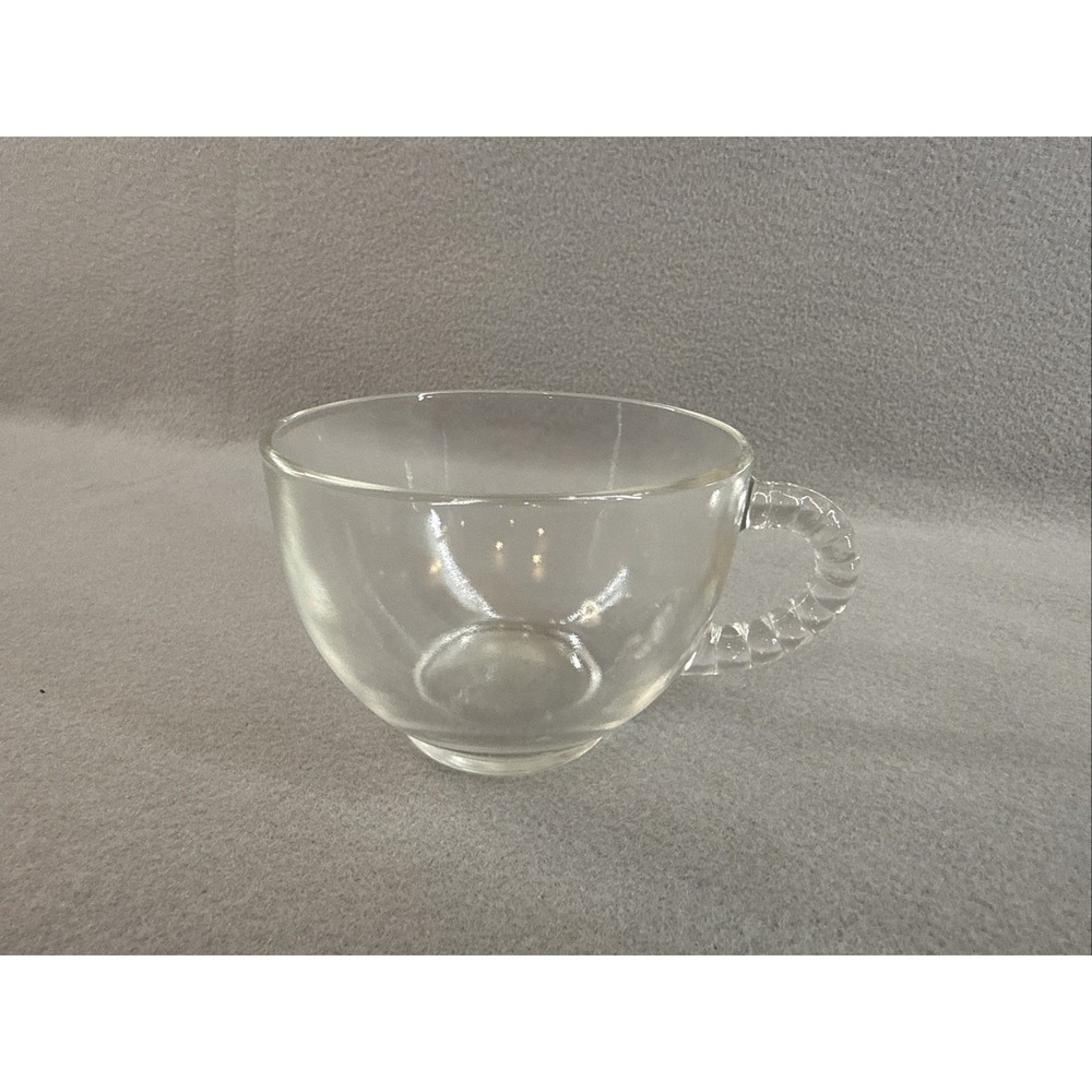 Vintage Hazel Atlas Orchard Clear Glass Snack Cup featuring a distinctive beaded